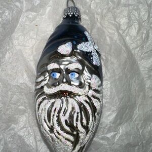 Antique Silver and Blue Santa Ornament West Germany
